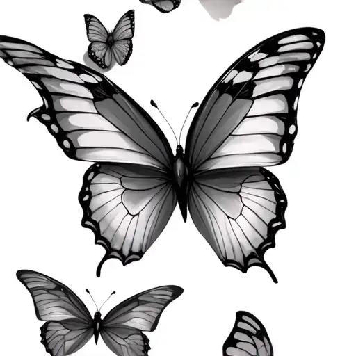 6 Butterflies Flying