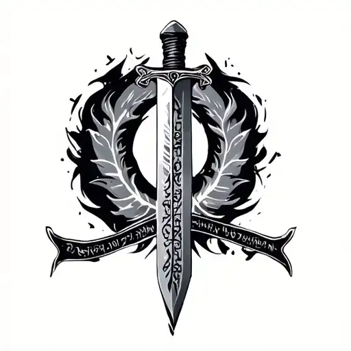 Sword Tatoo With Hebrew Writing