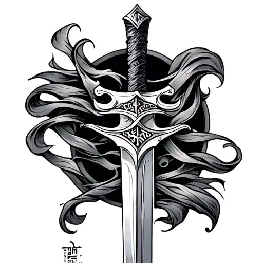 Sword Tatoo With Hebrew Writing