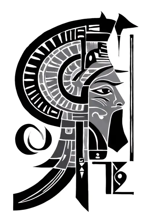 Hieroglyphics Mixed With Modern Symbols