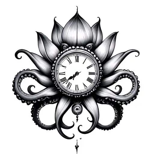 Octopus Tentacle Lotus Clock Embedded