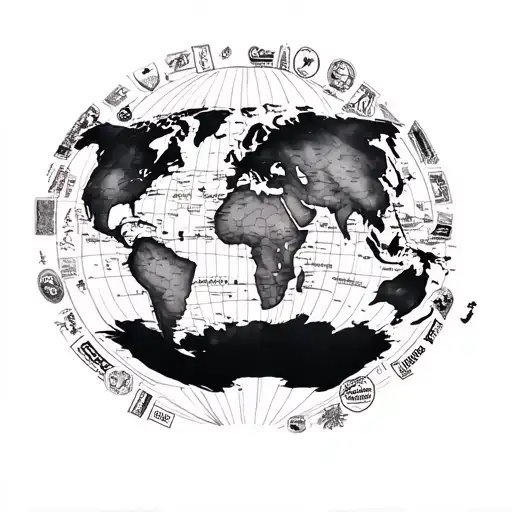 World Map And Passport Stamps