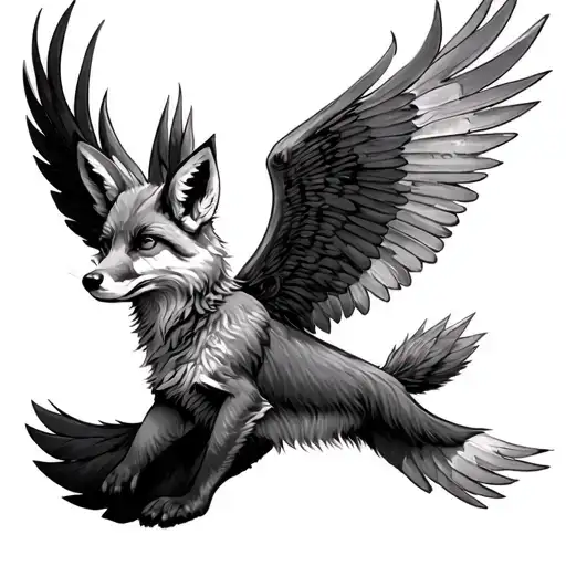 Fox Wolpertinger Flying
