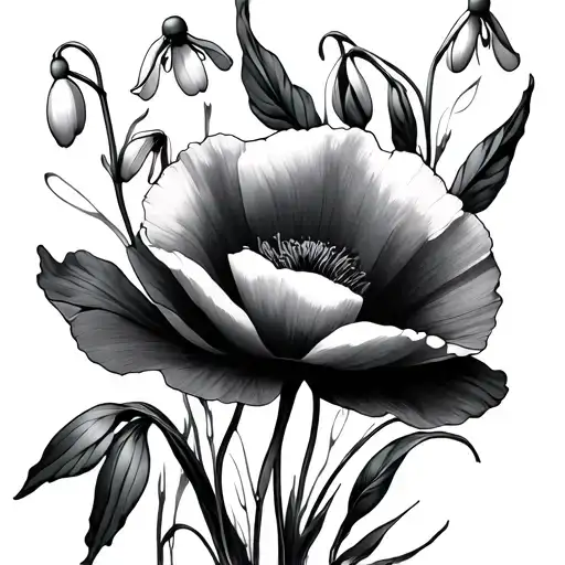 Poppy And Snowdrop Delicate