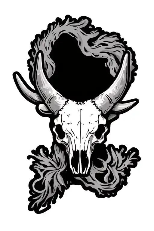 Texas Longhorn Skull Inside The State Outline