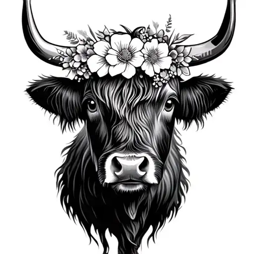 Highland Cow Floral Headband