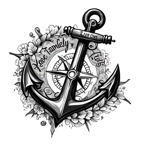Anchor And Compass With The Words Love Family Faith