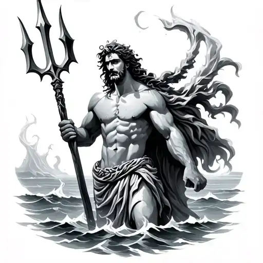 Poseidon Holding A Trident