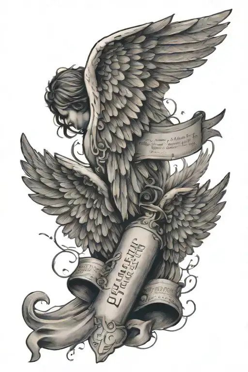 Angel Wings Spread With Bible Verse Written