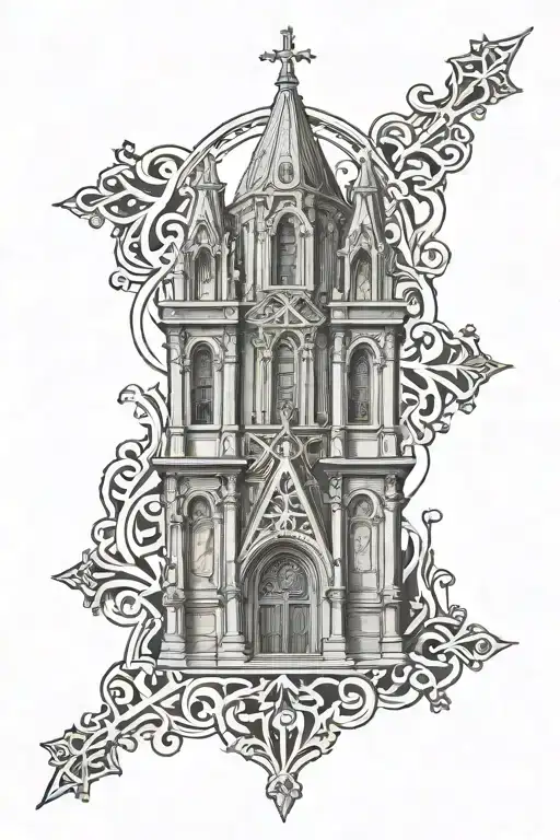 Cathedral With Crosses Intertwined