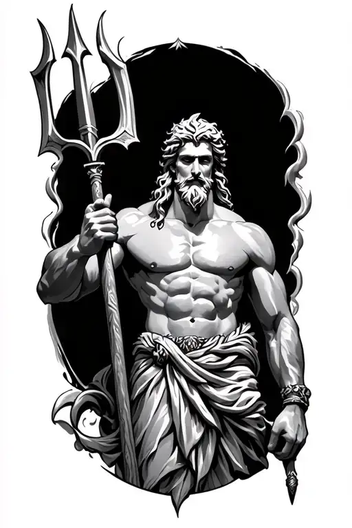 Poseidon Holding A Trident