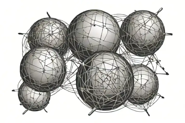 3 Wireframe Spheres With Cross