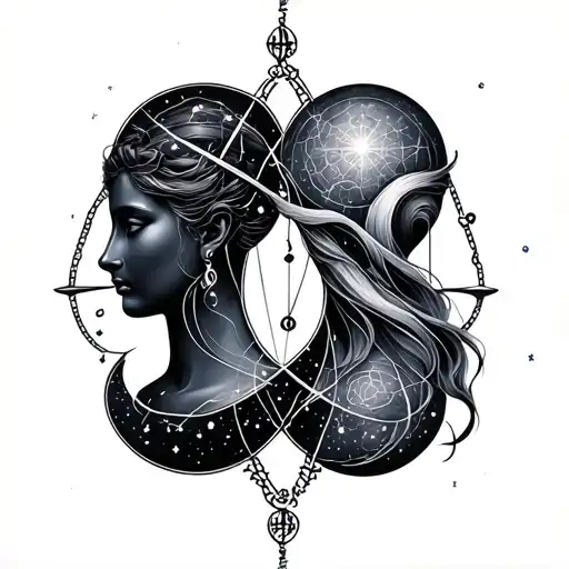 Libra And Gemini Constellation Intertwined