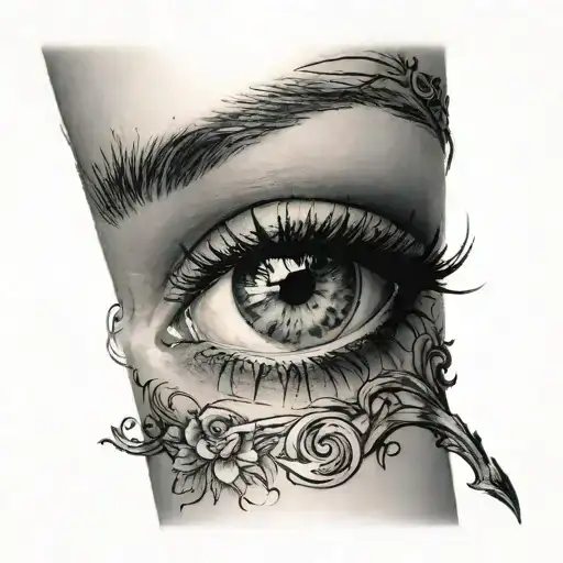 Woman's Eye Two Men Tattoo Forearm