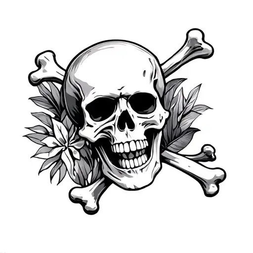 Skull And Cross Bones With Tropical Irish