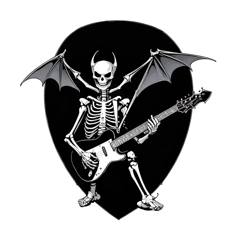 Bat Skeleton Playing A Flying V Guitar