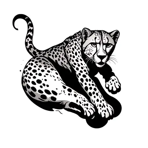 Cheetah Climbing Up Traditional Style