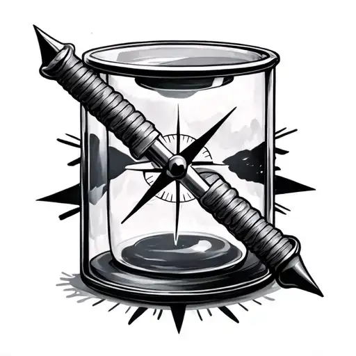 Hourglas With Compass And Number 7