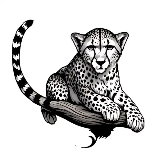 Cheetah Climbing Up Traditional Style