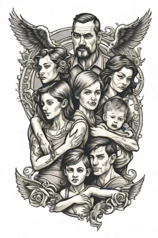 Family Dad Mom Daughter And Son And Watch