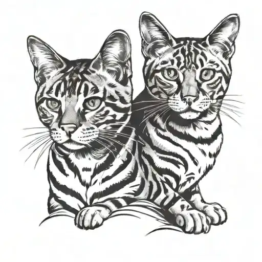 Two Bengal Cats Very Minimalistic But Artsy