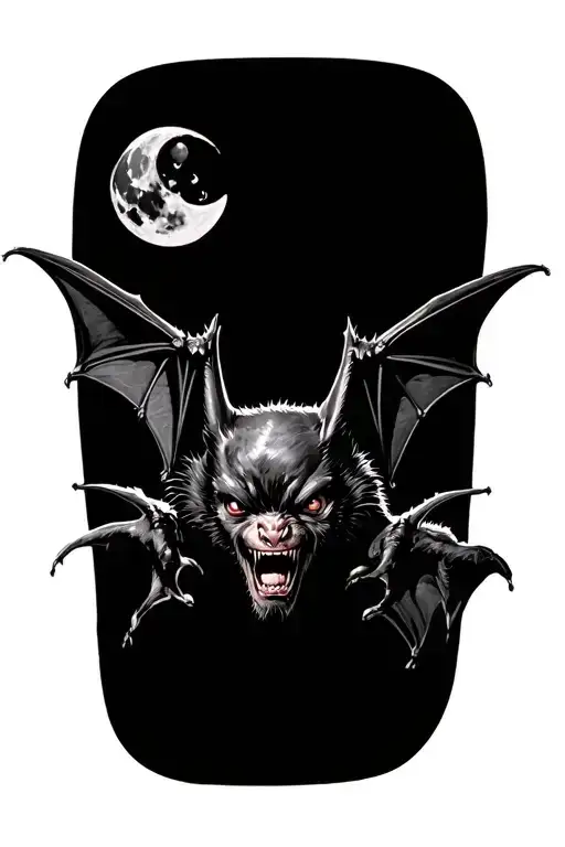 Vampire Bat With Moon
