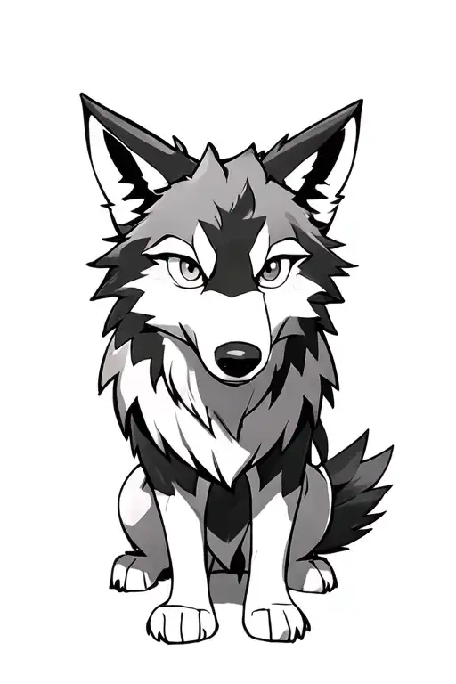 A Combination Of A Wolf And Ash From Pokemon