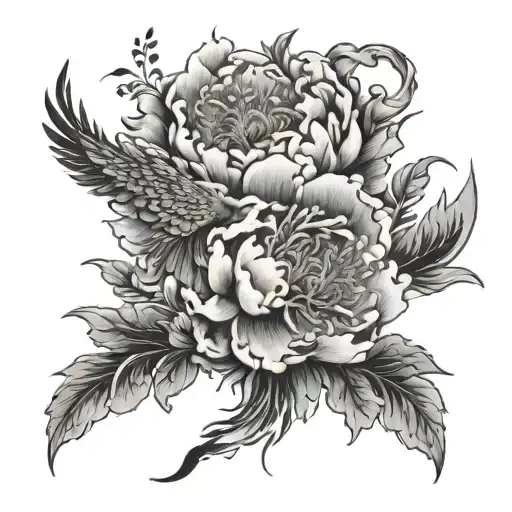 Phoenix And Peony Flower