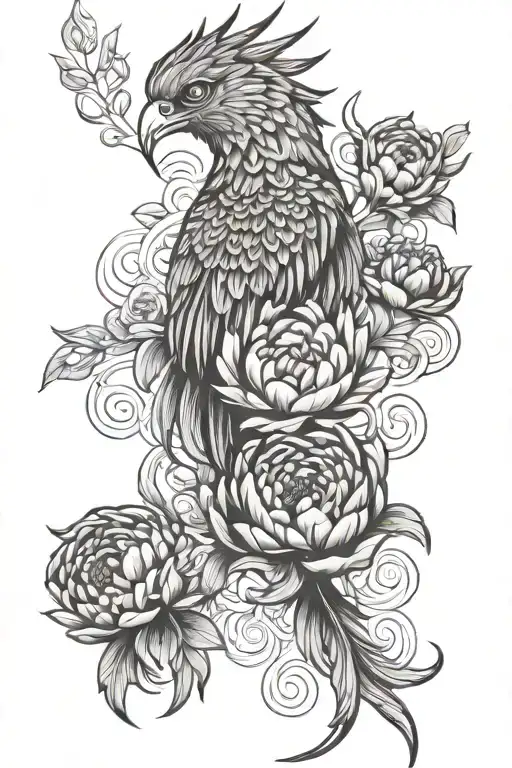 Phoenix And Peony And Sacred Geometry Patterns