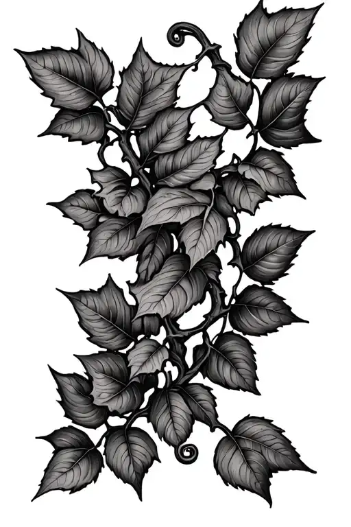 Detailed Single Poinson Ivy Vine Spine Tattoo Design