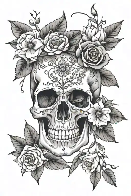 Seeing Eye Flowers Skull Boho
