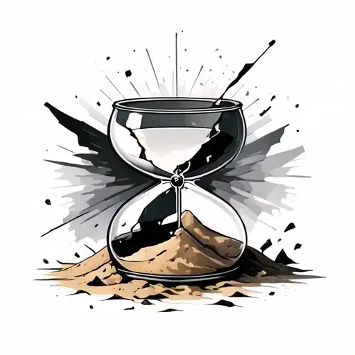 Broken Hour Glass With Sand