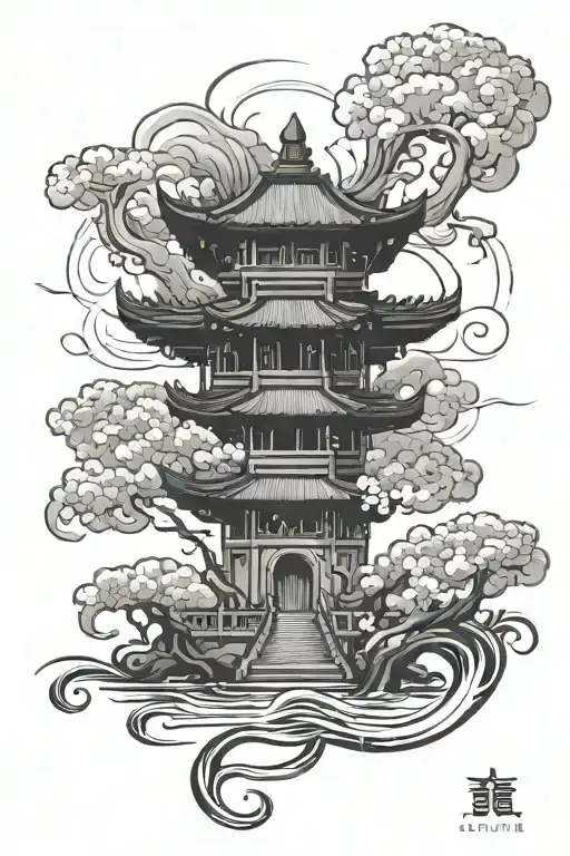 Perfume River Hue Vietnam Spinal Back Tattoo Design