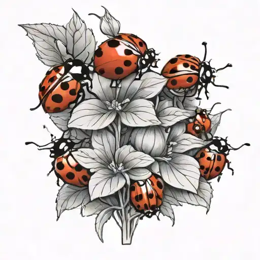 Ladybugs All Over The Stems