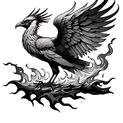 Phenix Bird Coming Out Of Fire