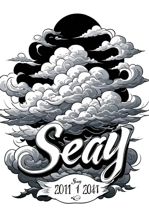 The Name Seay Clouds Around It In Two Dates At The Bottom