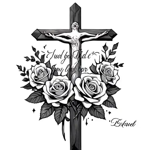 Christian Verse With Jesus Roses And A Cross