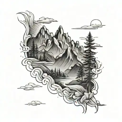 Mountains With A Sunrise Inbetween Mountains