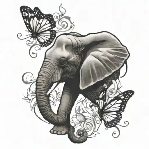 Half Side Profile Elephant Half Side Profile Butterfly