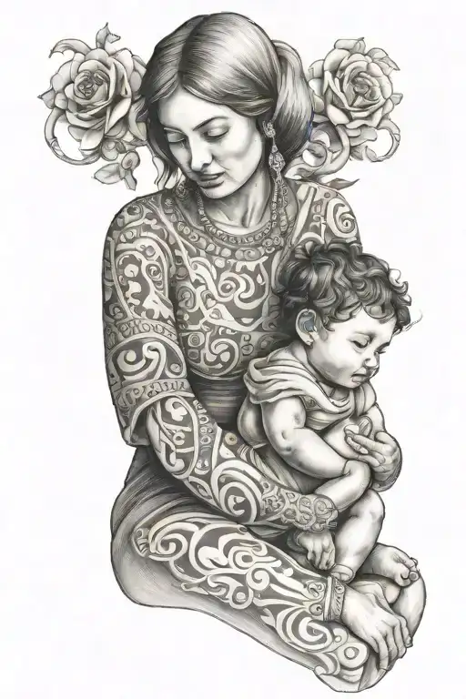 Mother And Child Sitting