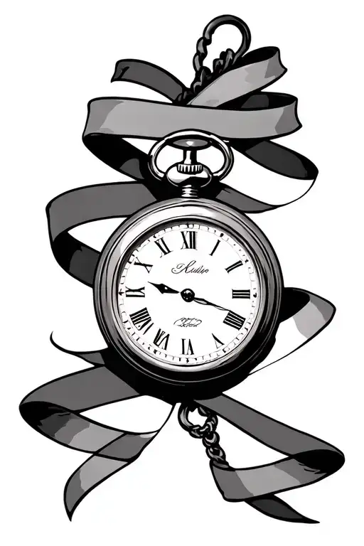 Pocket Watch With Ribbon Intertwined