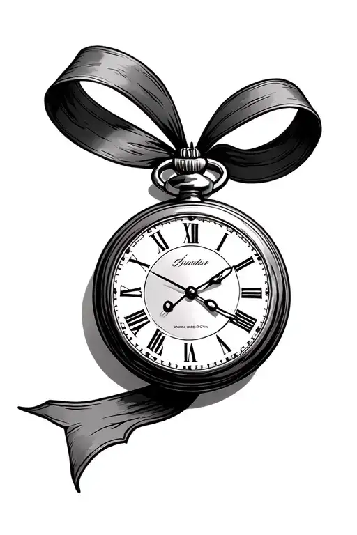 Realistic Pocket Watch With Ribbon Intertwined