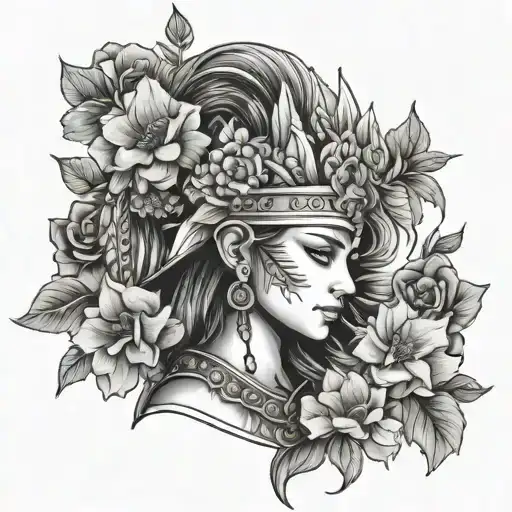 Warrior Woman With Floral Headdress