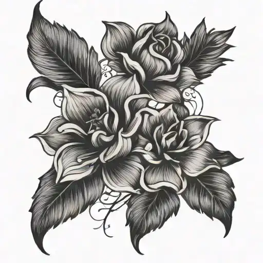 Line Work Flowers Intertwined