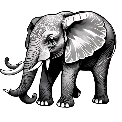 Fine Line Elephant With Hidden Letter B