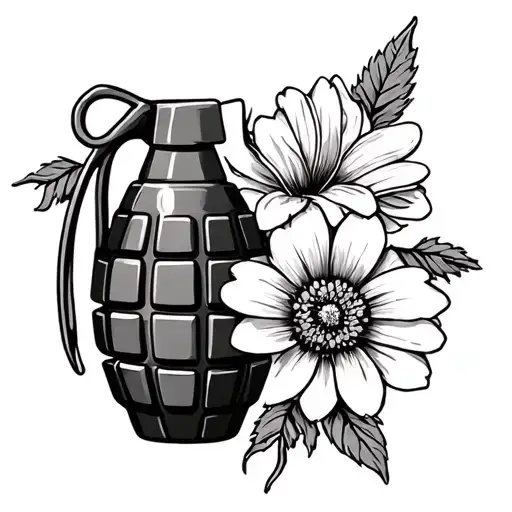 Bottom Is A Grenade And Top Is A Flower Mixed Together