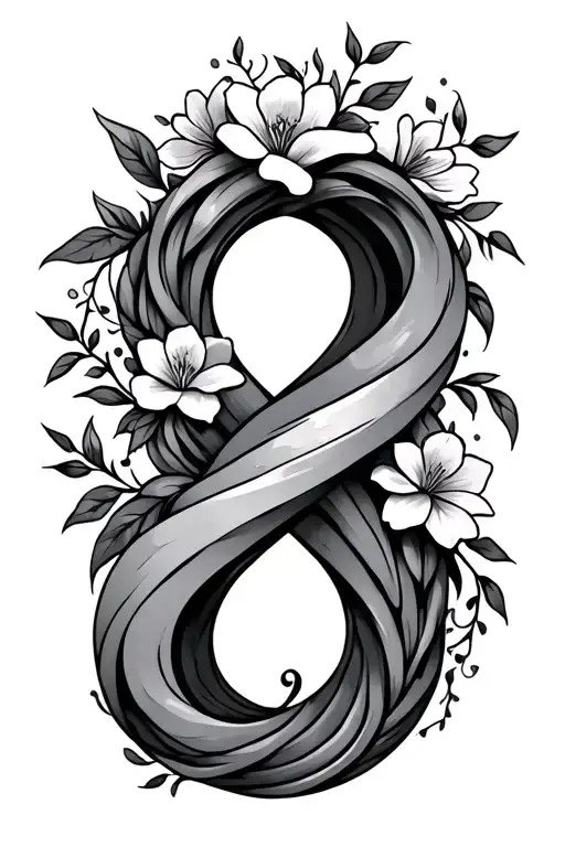 Infinity Loop With Flowers And Vines Wrapped