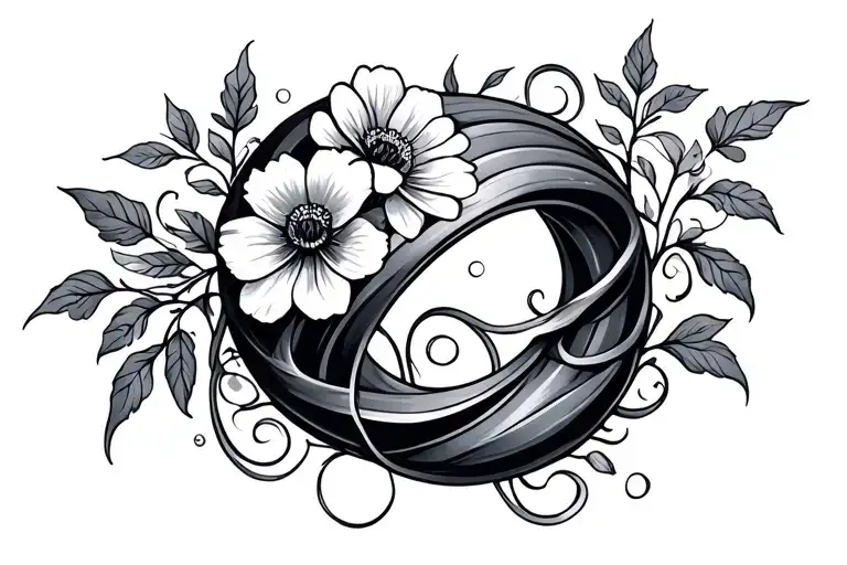 Infinity Loop With Flowers And Vines Wrapped