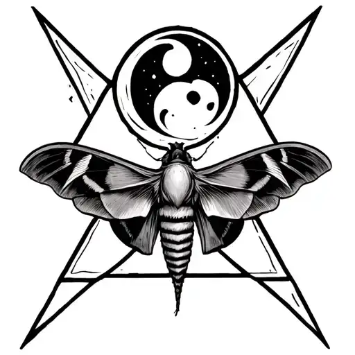 Death Moth With Moon And Triangle Shape