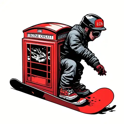 Snowboard Buttons Red Phone Box